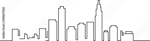 Continuous Line Art Skyline Composed of Long Vertical Rectangles in Minimal Contour Outline Style