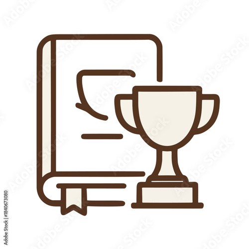 "Gamification" icon: a book with a trophy next to it