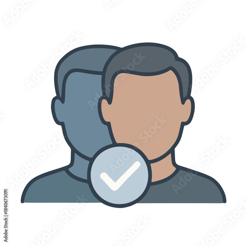 "Deepfake Detection" icon - Image of two overlapping faces, with a transparent "checkmark" filter over the original.