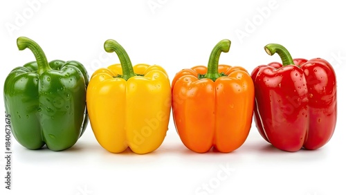 Vibrant assortment of fresh bell peppers in four colors