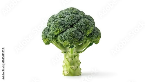 Fresh green broccoli florets isolated on white background