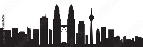 Kuala Lumpur Skyline Vector illustration. design Vector black silhouette