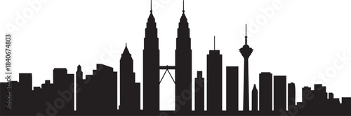 Kuala Lumpur Skyline Vector illustration. design Vector black silhouette