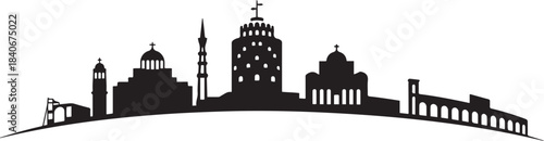Thessaloniki Skyline Cityscape Greece Landmark. design Vector black silhouette