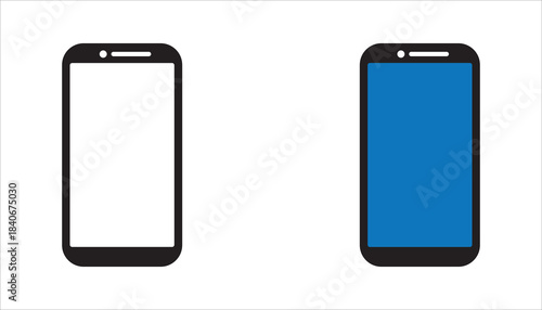 phone icon set, vector with blank white screen isolated on white background	