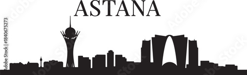 Astana skyline travel poster. design Vector black silhouette