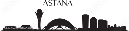 Astana skyline travel poster. design Vector black silhouette