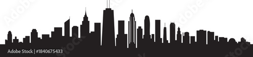 panoramic city skyline poster. design Vector black silhouette