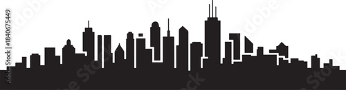 panoramic city skyline poster. design Vector black silhouette