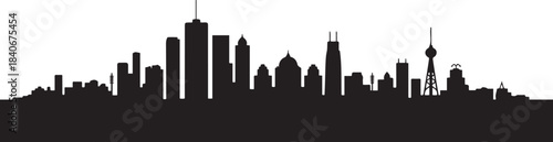 panoramic city skyline poster. design Vector black silhouette