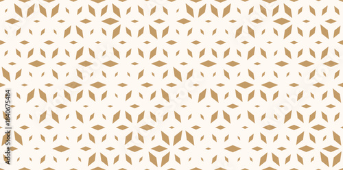 Golden vector seamless pattern with diamond shapes, floral silhouettes. Luxury gold background with halftone effect, randomly scattered shapes. Simple trendy festive texture. Repeated design for print
