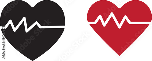 Heart beat icon set. Heartbeat, Heart and cardiorgam. heart beat pulse flat icon for medical apps and websites. vector illustration on white background	
