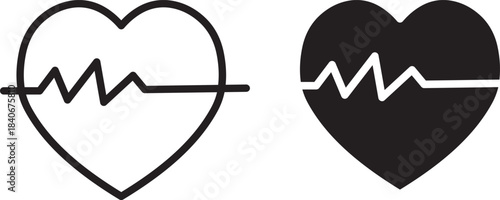 Heart beat icon set. Heartbeat, Heart and cardiorgam. heart beat pulse flat icon for medical apps and websites. vector illustration on white background	

