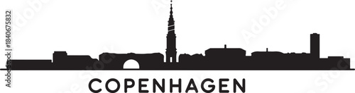Copenhagen skyline vector with Denmark city silhouette. design Vector black silhouette