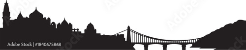 Rishikesh India City Skyline. design Vector black silhouette