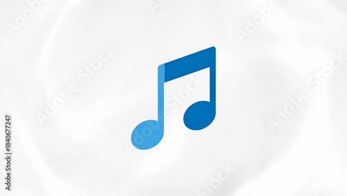 Animated Blue Music Note Icon on White Background.