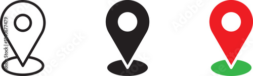 location icon set, with a white background.	
