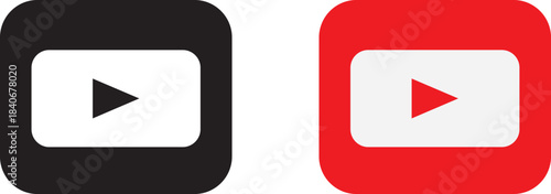 media icon set, with a white background.	