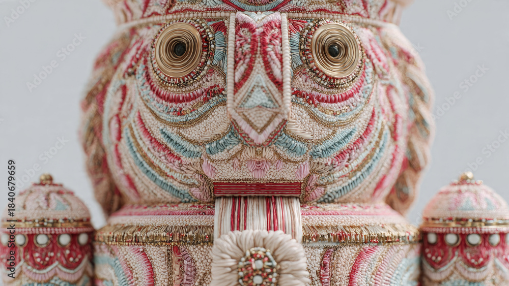 Fototapeta premium Embroidered Owl Sculpture