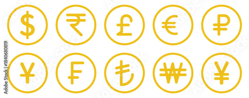 Dollar euro financial icon illustration showing online payment symbols, digital wallet graphics, currency signs and earnings coin visuals suitable, Money and currency symbols. Financial Symbols. EPS10