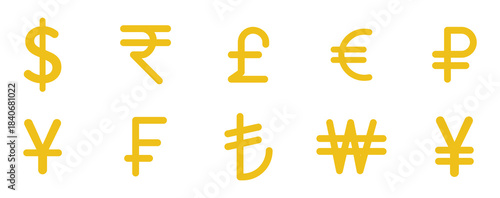 Dollar euro financial icon illustration showing online payment symbols, digital wallet graphics, currency signs and earnings coin visuals suitable for banking and economic design projects. EPS 10. 