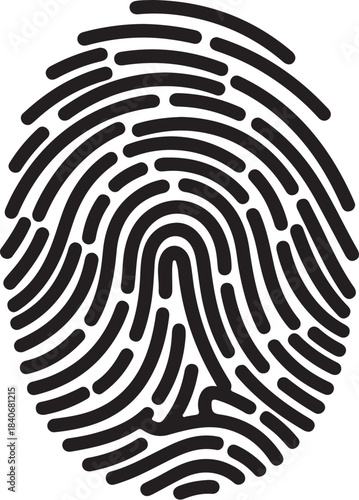 Black fingerprint pattern on white background with distinct ridges and valleys on transparent background 1