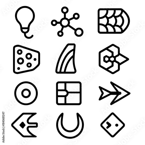 Extreme Sea-Life Icons. Extreme Sea-Life Traits linear set: biolume lure tile, pressure-resistant node, armored scale bar, thermal-core ring, vent-sustain patch, tapered fin stripe