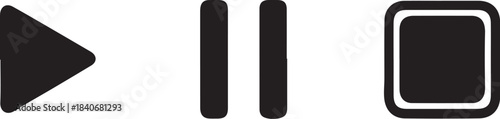 Black play pause and stop on white background on transparent background play pause stop media controls
