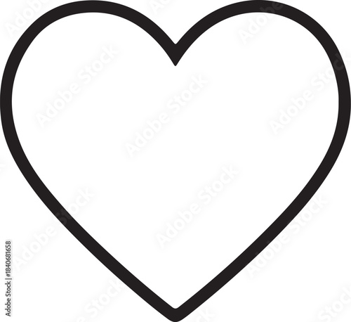 Simple black outline heart shape on white background on transparent background love symbol