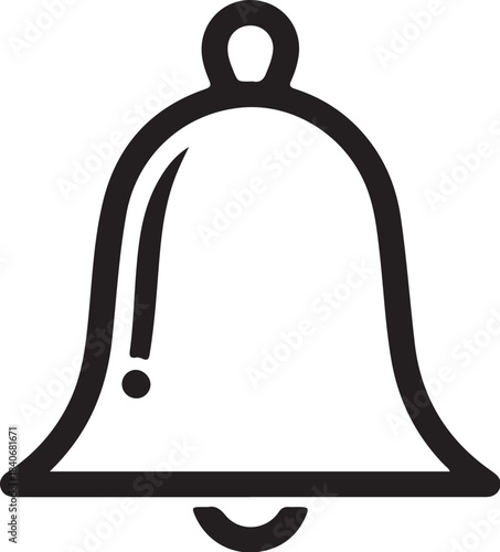 Simple black outline of a bell with a loop at the and a clapper inside on transparent background symbol