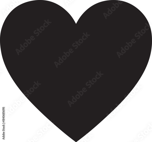 Solid Black Heart Shape Isolated on White Background on transparent background love symbol