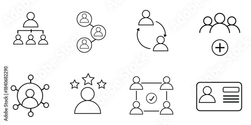 Networking Outline Icon Set – Includes Connections, Relationships, Online Networking, Community, Events, Social Network Symbols and More. Editable Stroke Vector Collection