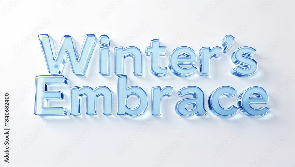 Fototapeta premium Winter's Embrace: Frozen Text Effect