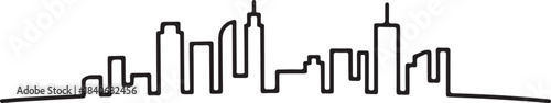 Continuous Line Skyline Formed into a Gentle M Arched Minimal Artistic Illustration