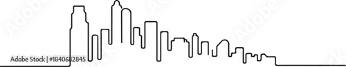 Continuous Line Skyline Designed as a Digital Equalizer Minimal Artistic Illustration