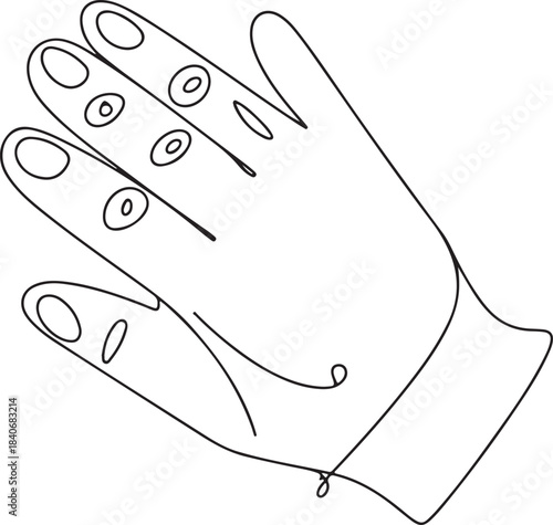 Continuous line art illustration of a player timing a block with fingertips extended in minimal contour drawing