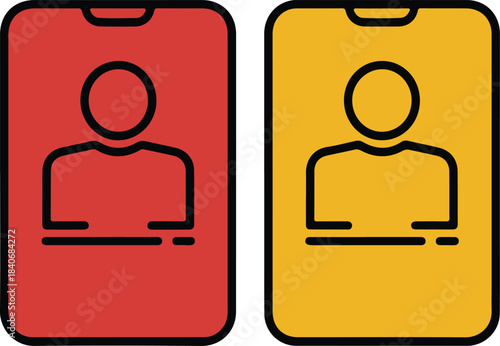 Continuous line art illustration of a referee card red yellow icon in minimal contour drawing