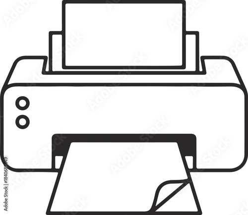 Black and white line drawing of a printer