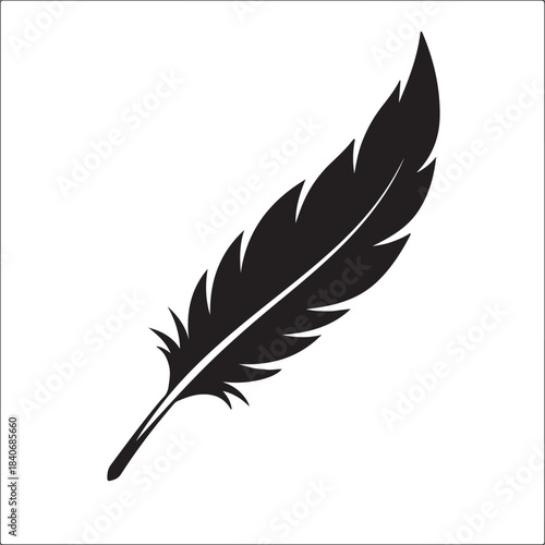 Black feather silhouette symbol