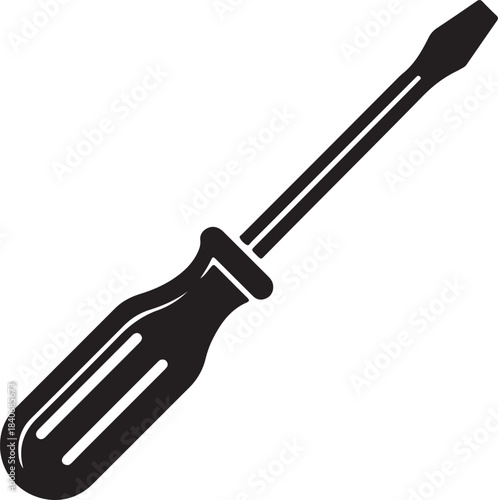 Black screwdriver icon for repair and tools