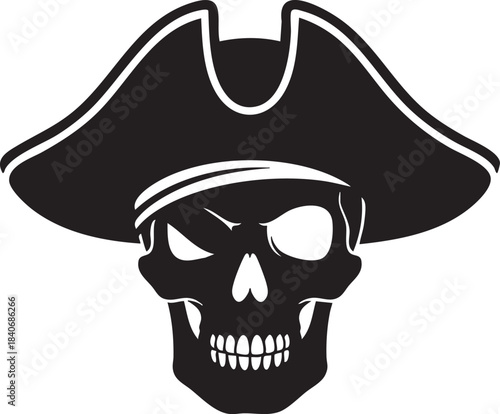 Skull with Pirate Hat – Retro Buccaneer Symbol Illustration