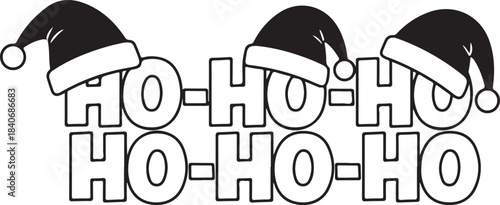 Ho Ho Ho Holiday Greeting with Santa Hats Design