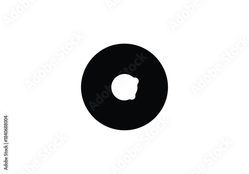 Abstract Black and White Donut Icon Design Element