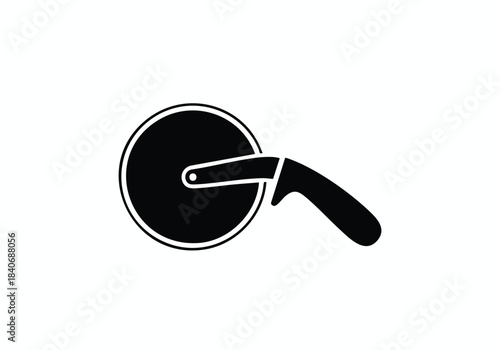 Black and White Pizza Cutter Icon Design for Kitchen