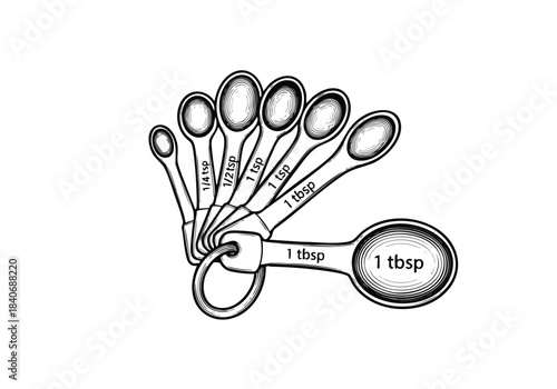 Set of Measuring Spoons in Vintage Style Illustration