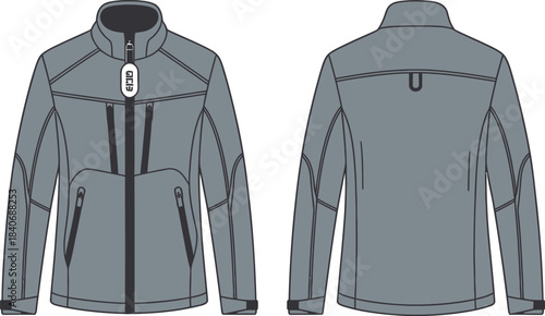 Flat vector illustration of grey sport jacket