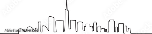 Continuous Line Skyline with Alternating Curved and Straight Strokes Minimal Artistic Illustration