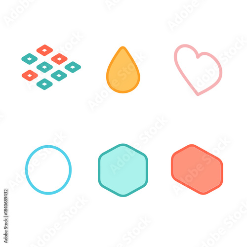 Minimal Isometric Icons. Minimal Expression Motifs isometric flat set: sparse grid, lone mark, light contour, pure outline, soft edge, reduced form.