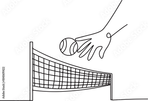 Continuous line art illustration of a hand performing a soft set with minimal contour drawing
