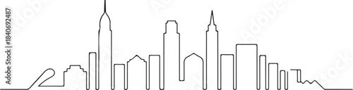 Continuous Line Skyline with Long Narrow Vertical Rectangles Minimal Artistic Illustration